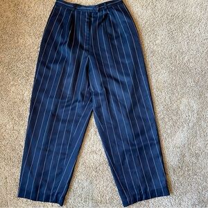 Talbots Silk Wool Blend Dress Pants Women’s 12 Petite Navy Pinstripes Lined